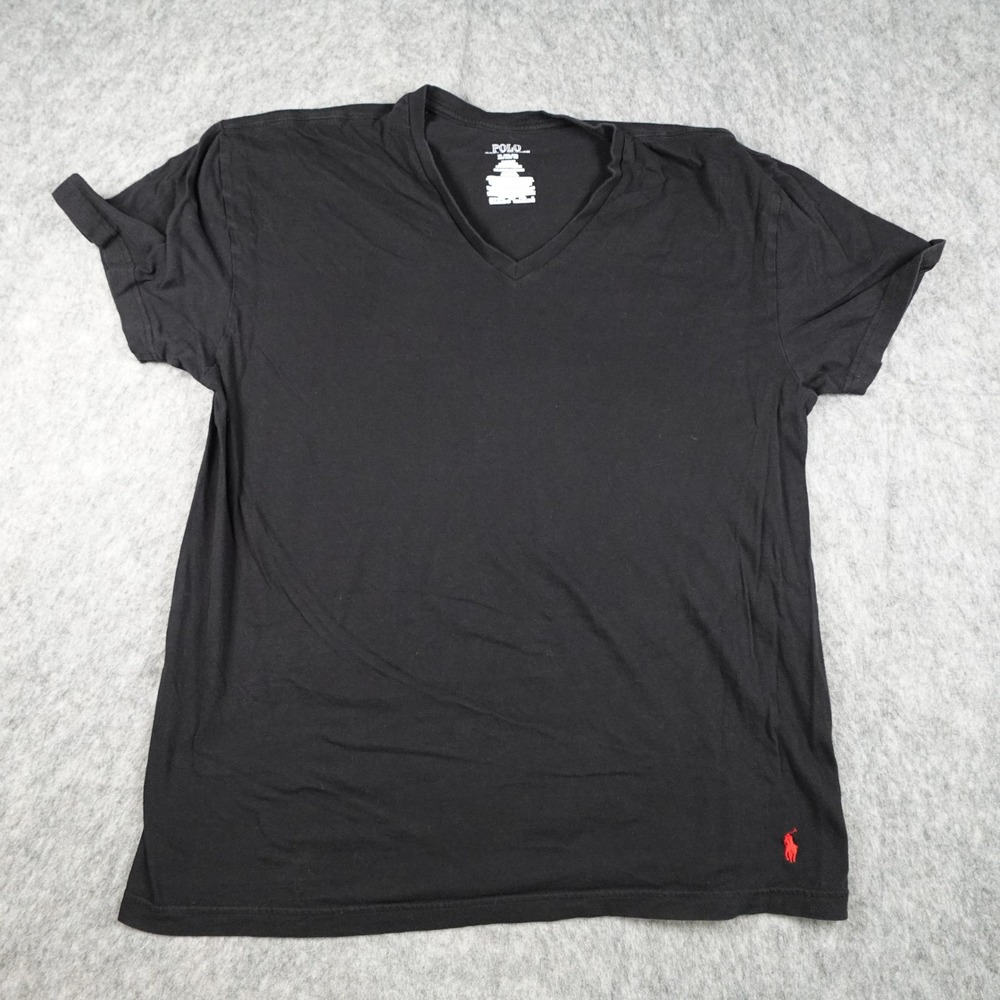 Polo Ralph Lauren Shirt Mens Extra Large Black VNeck Classic Fit Cotton Pony